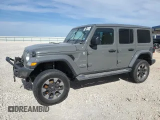 2020 Jeep Wrangler Unlimited Sahara with VIN 1C4HJXEM1LW325049, listed as a Copart auction lot 48429215 with 53,186 mi miles and Salvage Title. Bid and sale history available at carsss.com. Image 1.