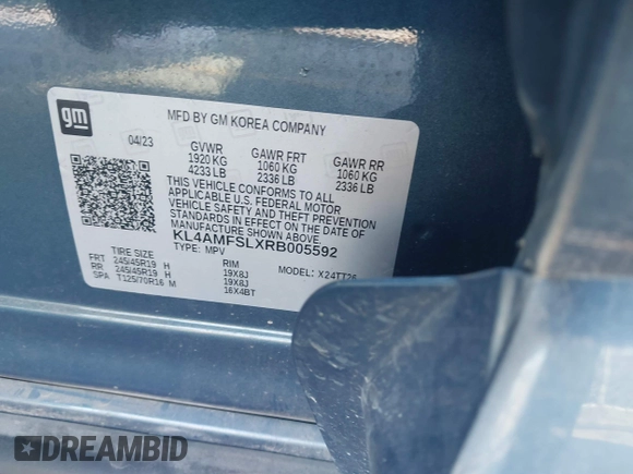 2024 Buick Encore GX Avenir with VIN KL4AMFSLXRB005592, listed as a IAAI auction lot 41145261 with 16,819 mi miles and . Bid and sale history available at DreamBid. Image 9.