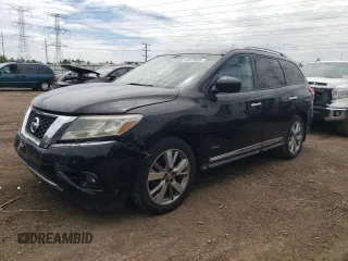 2014 Nissan Pathfinder Platinum Hybrid with VIN 5N1CR2MM9EC640852, listed as a Copart auction lot 58529935 with 70,162 mi miles and Clean title. Bid and sale history available at DreamBid. Image 1.