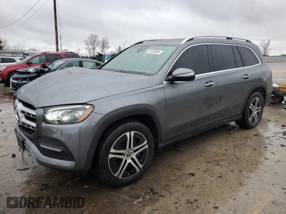 2020 Mercedes-Benz GLS with VIN 4JGFF5KE7LA132360, listed as a Copart auction lot 43253805 with 98,736 mi miles and Salvage Title. Bid and sale history available at carsss.com. Image 1.