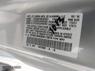 2011 Honda Odyssey EX-L with VIN 5FNRL5H62BB010876, listed as a IAAI auction lot 41981812 with 195,734 mi miles. Bid and sale history available at carsss.com. Image 9.