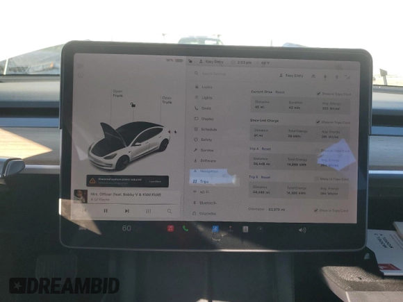 2021 Tesla Model 3 Standard Range Plus with VIN 5YJ3E1EA8MF852089, listed as a Copart auction lot 46157845 with 82,979 mi miles and Salvage Title. Bid and sale history available at DreamBid. Image 9.