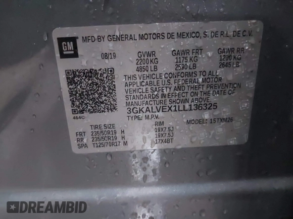2020 GMC Terrain SLT с VIN 3GKALVEX1LL136325, выставлен на аукционе IAAI как лот 41630771 с пробегом 98 831 миль миль и . История ставок и продаж доступна на DreamBid. Изображение 9.