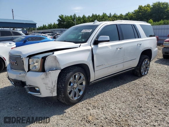 2016 GMC Yukon Denali with VIN 1GKS1CKJ7GR264548, listed as a Copart auction lot 62982234 with 105,724 mi miles and Salvage Title. Bid and sale history available at carsss.com. Image 1.