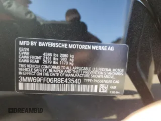 2024 BMW 3 Series 330i with VIN 3MW69FF06R8E43540, listed as a Copart auction lot 46047695 with 8,352 mi miles and Salvage Title. Bid and sale history available at carsss.com. Image 14.