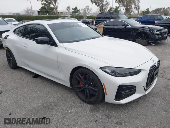 2022 BMW 4 Series 430i with VIN WBA53AP02NCK91287, listed as a IAAI auction lot 41448686 with 27,046 mi miles and . Bid and sale history available at carsss.com. Image 1.