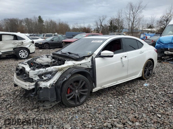 2020 Acura TLX w/A-Spec Pkg with VIN 19UUB3F63LA002849, listed as a Copart auction lot 85438114 with 0 mi miles and Salvage Title. Bid and sale history available at carsss.com. Image 1.