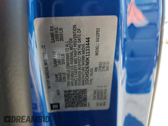 2019 Chevrolet Colorado z VIN 1GCHSDEN0K1133444, wystawiony jako Copart lot #74676744 z przebiegiem 38 790 mil mil oraz Nie do naprawy • Non repairable. Historia ofert i sprzedaży dostępna na DreamBid. Obrazek 13.