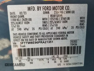 2023 Ford Maverick XL with VIN 3FTTW8E96PRA21351, listed as a Copart auction lot 51225165 with 36,387 mi miles and Salvage Title. Bid and sale history available at DreamBid. Image 13.
