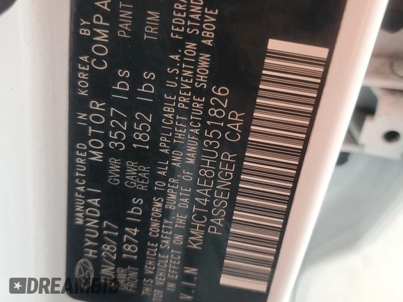 2017 Hyundai Accent SE with VIN KMHCT4AE8HU351826, listed as a Copart auction lot 51245455 with 63,230 mi miles and Salvage Title. Bid and sale history available at carsss.com. Image 12.