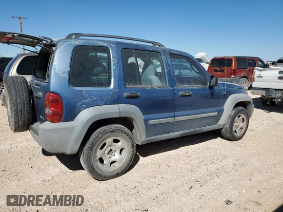 2005 Jeep Liberty Sport with VIN 1J4GK48K55W506055, listed as a Copart auction lot 76595204 with 0 mi miles and Salvage Title. Bid and sale history available at carsss.com. Image 3.