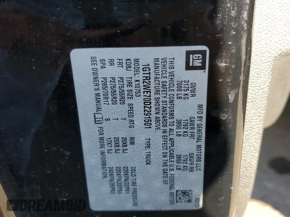 2013 GMC Sierra 1500 SLT z VIN 1GTR2WE70DZ291501, wystawiony jako Copart lot #80704824 z przebiegiem 112 351 mil mil oraz Szkoda całkowita • Salvage title. Historia ofert i sprzedaży dostępna na DreamBid. Obrazek 14.