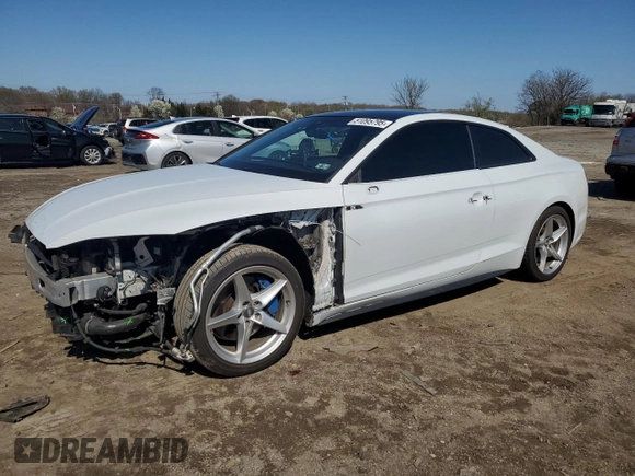 2018 Audi A5 Premium Plus with VIN WAUTNAF59JA047348, listed as a Copart auction lot 51095795 with 93,604 mi miles and Salvage Title. Bid and sale history available at DreamBid. Image 1.
