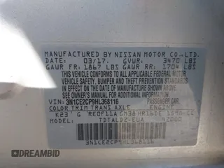 2017 Nissan Note SR with VIN 3N1CE2CP9HL368116, listed as a IAAI auction lot 42099752 with 91,714 mi miles and . Bid and sale history available at DreamBid. Image 9.