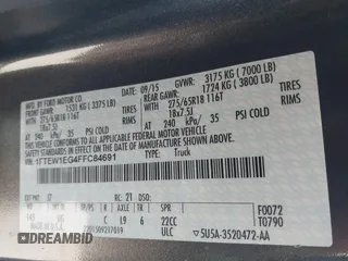 2015 Ford F-150 XLT with VIN 1FTEW1EG4FFC84691, listed as a IAAI auction lot 41651229 with 144,784 mi miles. Bid and sale history available at carsss.com. Image 9.