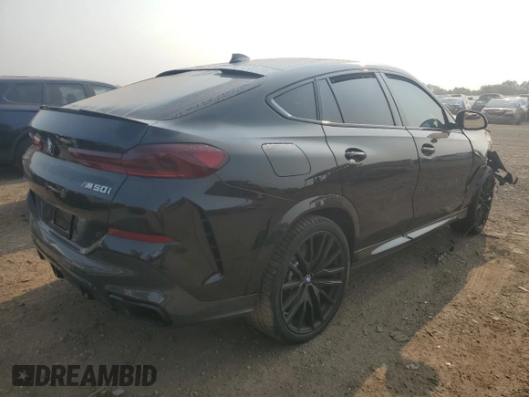 2021 BMW X6 M50i with VIN 5UXCY8C05M9H31042, listed as a Copart auction lot 64614714 with 0 mi miles and Salvage Title. Bid and sale history available at carsss.com. Image 3.