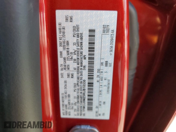 2024 Ford Escape ST-Line with VIN 1FMCU0MZ5RUB10330, listed as a Copart auction lot 55048045 with 2,844 mi miles and Non Repairable. Bid and sale history available at DreamBid. Image 13.