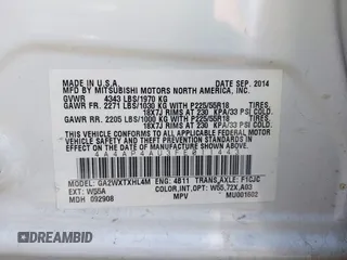 2015 Mitsubishi Outlander SE z VIN 4A4AP4AU3FE011443, wystawiony jako IAAI lot #42244247 z przebiegiem 127 184 mil mil oraz . Historia ofert i sprzedaży dostępna na DreamBid. Obrazek 9.