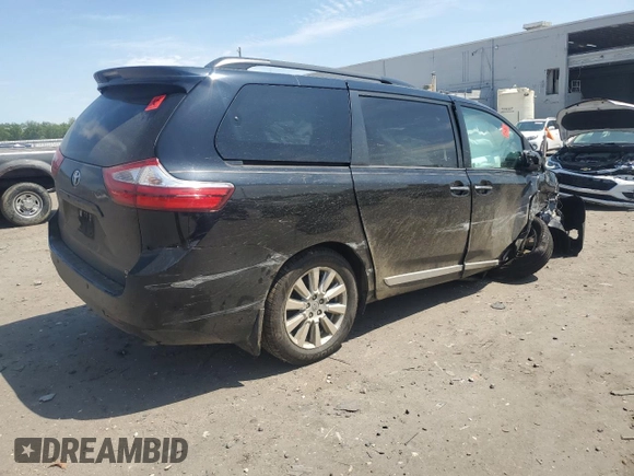 2017 Toyota Sienna XLE with VIN 5TDDZ3DC6HS186360, listed as a Copart auction lot 57504965 with 99,026 mi miles and Salvage title. Bid and sale history available at DreamBid. Image 3.
