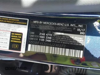 2017 Mercedes-Benz C 300 with VIN 55SWF4KB5HU230272, listed as a IAAI auction lot 42113872 with 35,807 mi miles and . Bid and sale history available at carsss.com. Image 9.