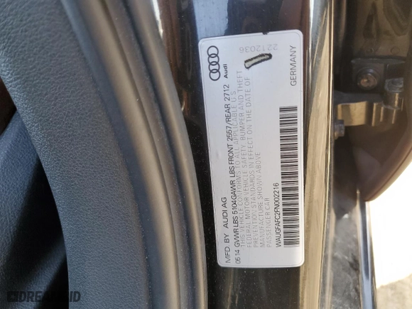 2015 Audi A6 2.0T Premium Plus with VIN WAUGFAFC2FN002216, listed as a Copart auction lot 48127715 with 133,925 mi miles and Clean Title. Bid and sale history available at carsss.com. Image 12.