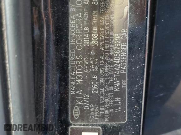 2013 Kia Forte LX with VIN KNAFT4A24D5679298, listed as a Copart auction lot 47195305 with 50,556 mi miles and Salvage Title. Bid and sale history available at carsss.com. Image 14.