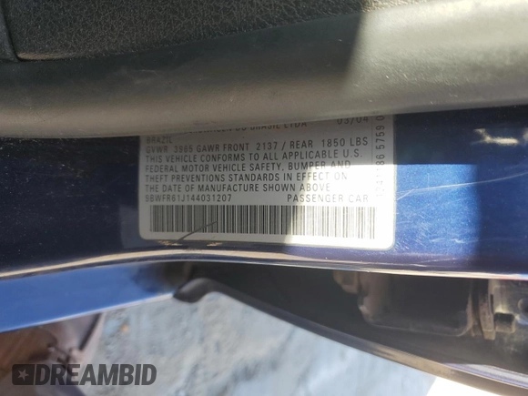 2004 Volkswagen Golf с VIN 9BWFR61J144031207, выставлен на аукционе Copart как лот 46114785 с пробегом 251 968 миль миль и Списание • Salvage title. История ставок и продаж доступна на DreamBid. Изображение 12.