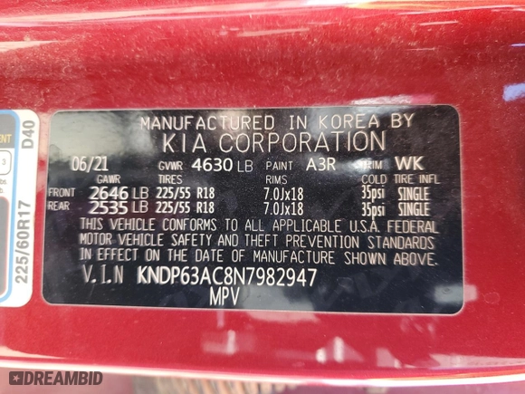 2022 Kia Sportage Nightfall with VIN KNDP63AC8N7982947, listed as a Copart auction lot 48360815 with 42,900 mi miles and Salvage Title. Bid and sale history available at carsss.com. Image 13.