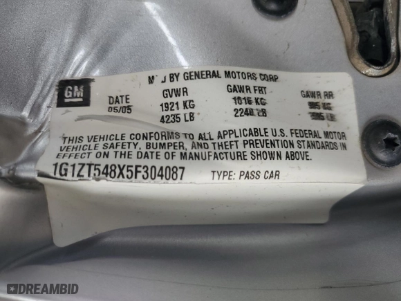 2005 Chevrolet Malibu LS with VIN 1G1ZT548X5F304087, listed as a Copart auction lot 69502714 with 204,756 mi miles and Salvage Title. Bid and sale history available at carsss.com. Image 14.