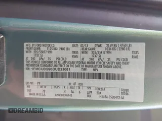 2013 Ford Escape SE with VIN 1FMCU0G96DUD23081, listed as a IAAI auction lot 42147883 with 117,275 mi miles and . Bid and sale history available at DreamBid. Image 9.