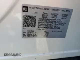2025 Chevrolet Equinox FWD LT with VIN 3GNAXHEG2SL207460, listed as a Copart auction lot 54268685 with 7,821 mi miles and Clean Title. Bid and sale history available at DreamBid. Image 14.
