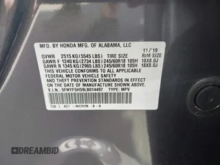 2020 Honda Pilot EX-L with VIN 5FNYF5H59LB014497, listed as a IAAI auction lot 41527415 with 66,625 mi miles. Bid and sale history available at carsss.com. Image 9.