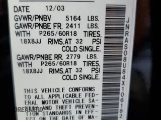 2004 Infiniti FX35 with VIN JNRAS08U84X106182, listed as a Copart auction lot 77893884 with 175,817 mi miles and Salvage Title. Bid and sale history available at carsss.com. Image 12.