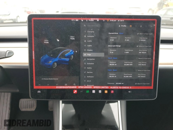 2018 Tesla Model 3 Long Range Battery with VIN 5YJ3E1EA3JF024835, listed as a Copart auction lot 53510345 with 197,560 mi miles and Salvage Title. Bid and sale history available at DreamBid. Image 9.