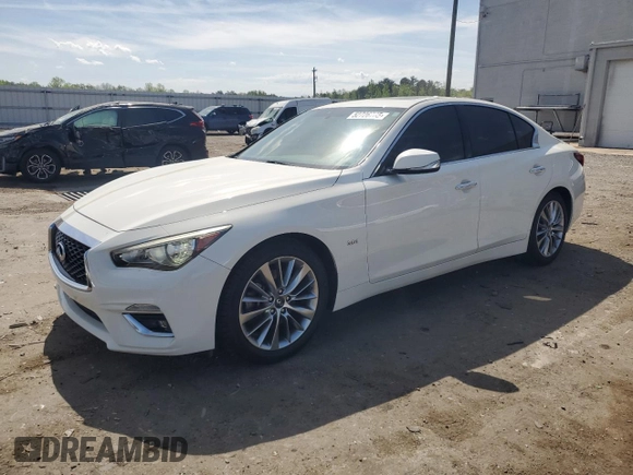 2018 Infiniti Q50 Luxe with VIN JN1EV7AP8JM360903, listed as a Copart auction lot 52726765 with 118,107 mi miles and Salvage Title. Bid and sale history available at DreamBid. Image 1.