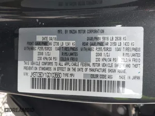 2016 Mazda CX-9 Grand Touring with VIN JM3TCBDY1G0103560, listed as a IAAI auction lot 41344813 with 123,588 mi miles. Bid and sale history available at carsss.com. Image 9.