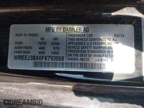 2015 Smart fortwo Passion with VIN WMEEJ3BA6FK793068, listed as a IAAI auction lot 42007847 with 42,313 mi miles. Bid and sale history available at carsss.com. Image 9.
