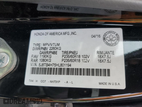 2017 Acura RDX Advance z VIN 5J8TB4H75HL801194, wystawiony jako Copart lot #52374345 z przebiegiem 94 269 mil mil oraz Czysty tytuł • Clean title. Historia ofert i sprzedaży dostępna na DreamBid. Obrazek 13.