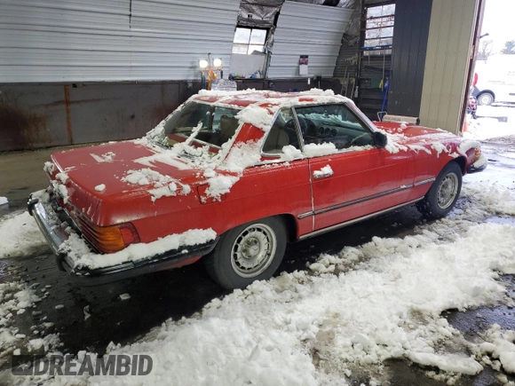 1985 Mercedes-Benz SL with VIN WDBBA45C9FA020491, listed as a Copart auction lot 83799374 with 57,321 mi miles and Clean title. Bid and sale history available at DreamBid. Image 3.