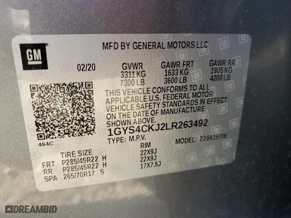 2020 Cadillac Escalade Premium Luxury with VIN 1GYS4CKJ2LR263492, listed as a Copart auction lot 80072974 with 42,178 mi miles and Salvage Title. Bid and sale history available at carsss.com. Image 13.