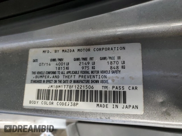 2015 Mazda 3 i SV with VIN JM1BM1T78F1221506, listed as a Copart auction lot 48940495 with 142,869 mi miles and Salvage Title. Bid and sale history available at carsss.com. Image 14.
