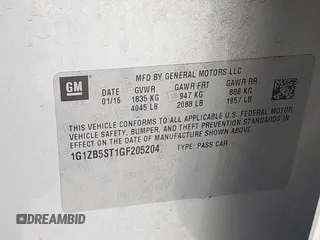 2016 Chevrolet Malibu LS with VIN 1G1ZB5ST1GF205204, listed as a IAAI auction lot 42510016 with 149,700 mi miles and . Bid and sale history available at DreamBid. Image 9.