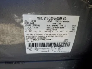 2021 Ford Explorer Platinum with VIN 1FM5K8HC4MGB86521, listed as a Copart auction lot 89337375 with 32,726 mi miles and Salvage Title. Bid and sale history available at carsss.com. Image 12.