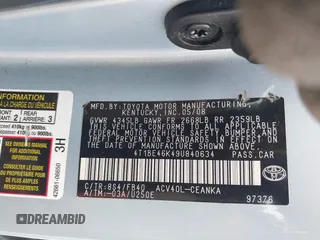 2009 Toyota Camry z VIN 4T1BE46K49U840634, wystawiony jako IAAI lot #42248507 z przebiegiem 135 115 mil mil oraz . Historia ofert i sprzedaży dostępna na DreamBid. Obrazek 9.