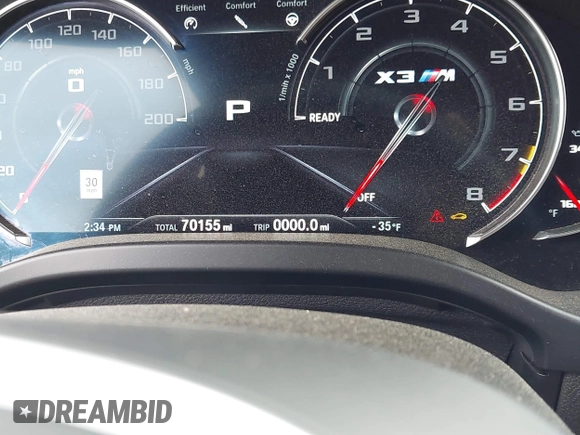 2020 BMW X3 M Competition with VIN 5YMTS0C02LLT10003, listed as a IAAI auction lot 42291298 with 70,155 mi miles and . Bid and sale history available at DreamBid. Image 15.