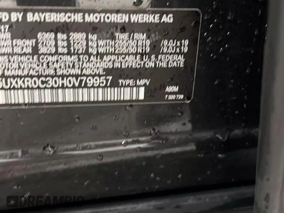 2017 BMW X5 xDrive35i z VIN 5UXKR0C30H0V79957, wystawiony jako Copart lot #57825565 z przebiegiem 42 146 mil mil oraz Czysty tytuł • Clean title. Historia ofert i sprzedaży dostępna na DreamBid. Obrazek 10.
