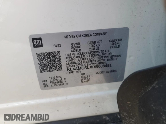 2024 Buick Encore GX Preferred with VIN KL4AMCSLXRB008491, listed as a Copart auction lot 42607855 with 15,524 mi miles and Salvage title. Bid and sale history available at DreamBid. Image 14.