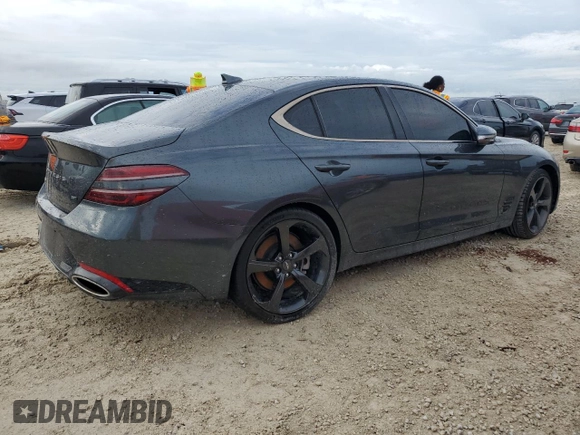 2022 Genesis G70 3.3T with VIN KMTG54TE1NU082076, listed as a Copart auction lot 74058634 with 0 mi miles and Non Repairable. Bid and sale history available at carsss.com. Image 3.