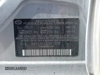 2012 Hyundai Sonata Limited with VIN 5NPEC4AC2CH413218, listed as a IAAI auction lot 41909231 with 231,981 mi miles and . Bid and sale history available at DreamBid. Image 9.