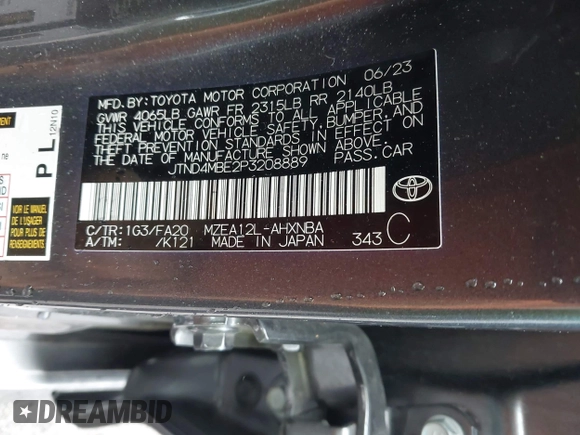 2023 Toyota Corolla Hatchback SE with VIN JTND4MBE2P3208889, listed as a IAAI auction lot 42128896 with 17,361 mi miles. Bid and sale history available at carsss.com. Image 9.